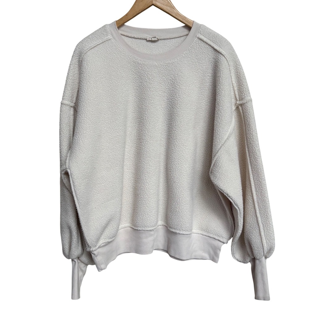 Pilcro Anthropologie Sherpa Pullover Sweater Cream Ivory Large L Oversized